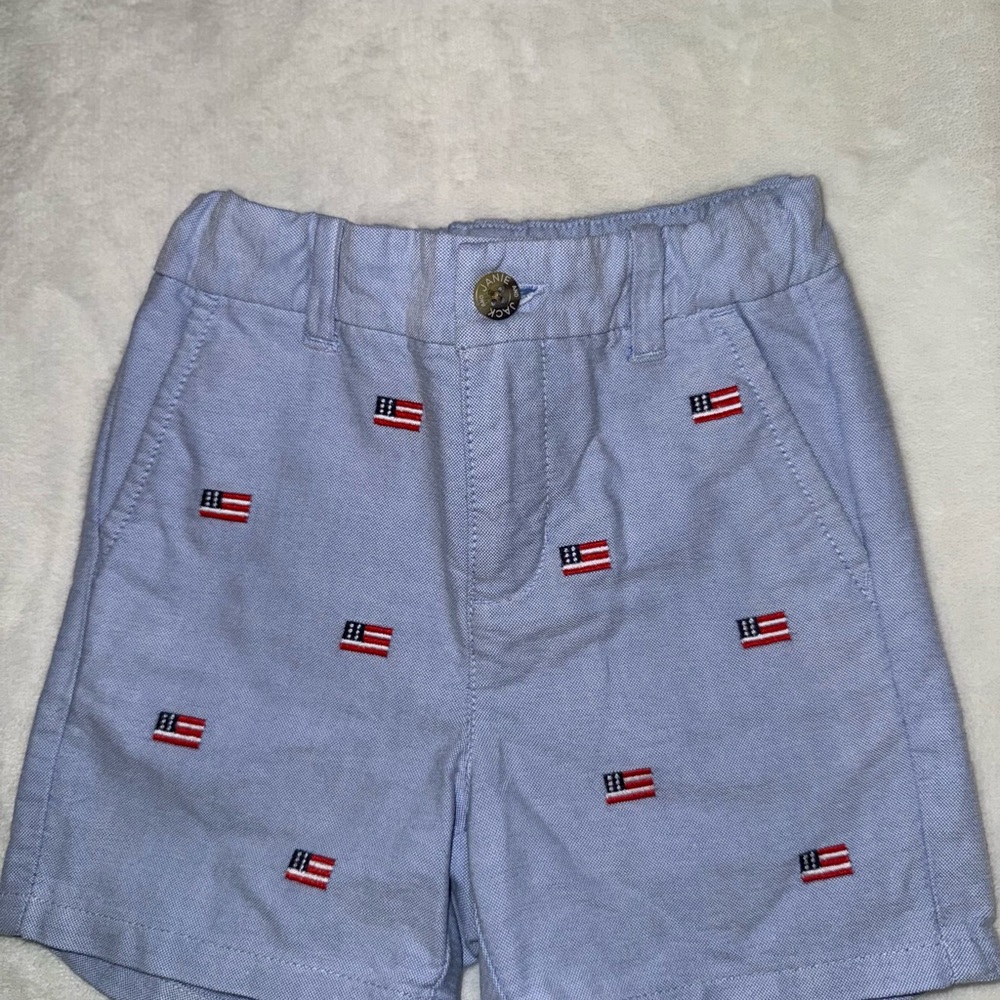 Janie and Jack Light Blue Flag Embroidered baby boy Shorts